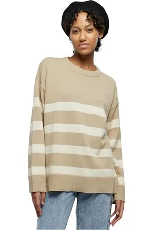 Urban classics Damska bluza damska Striped Knit Crew Sweater wetsand/Sand XS, , XS