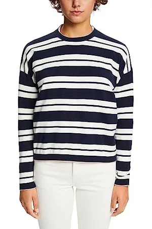 ESPRIT Sweter oversize w paski, 100% bawełna, grantowy, XL