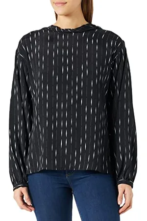 Sisley Damska bluza 5LRELQ02J Blouse, czarna z białymi paskami 75B, L