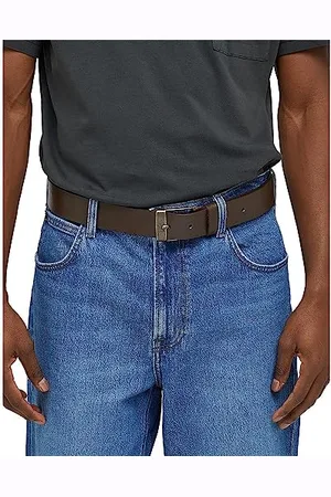 Lee Męski skórzany pasek z logo Buckle Belt, brązowy, 100