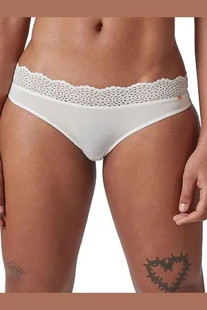 Skiny Damskie bikini majtki Bamboo Lace, Ivory, 38
