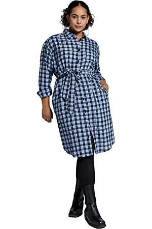 STUDIO UNTOLD Damskie sukienki Karo-Kleid, Oversized, Hemdkragen, Langarm, , 46-Plus