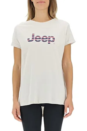 Jeep O102611-J863 J T-Shirt Oversize Print Striped Rękaw z Klapą J22W Kobiety Light Graystone XL, , XL