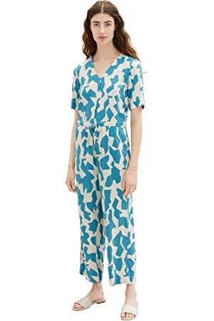 TOM TAILOR Damski 1036807 Jumpsuit, 32146-Petrol Big Abstract Design, 36, , 36