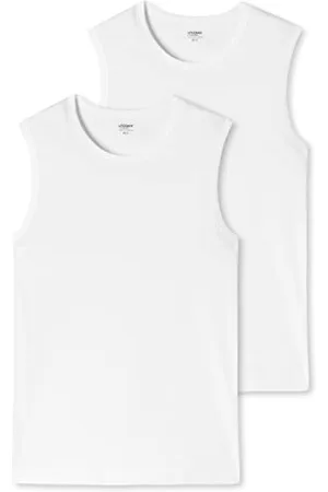 Schiesser Herren 2 Pack Tank Top mit breiteren Schultern Rundhals - Cotton