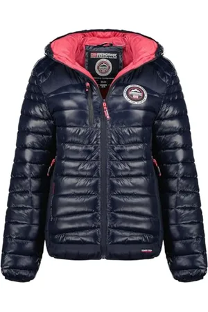 Geographical Norway Damska kurtka wiatrówka Bambway Damska kurtka outdoorowa z długim rękawem - Płaszcz przeciwdeszczowy na wędrówki, wiosna, lato, jesień, zima (granatowa L), , L