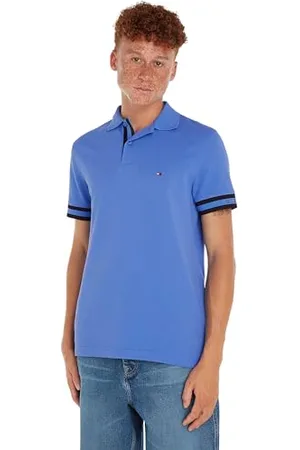 Tommy Hilfiger Męskie Monotyp Mankiet Slim Fit Polo S/S Polo, Niebieski, XL, , XL