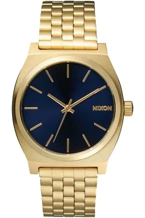 Nixon Męski zegarek kwarcowy z paskiem ze stali nierdzewnej AX-00, Niebieski/złoty, Jeden rozmiar, Bransoletka