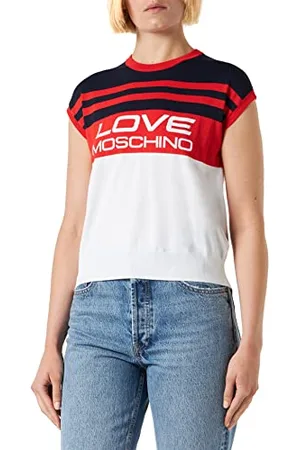 Moschino Damski tank top bez rękawów, biały czerwony (biało-czerwony niebieski), 40, , 40