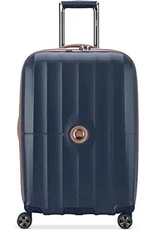 Delsey St. Tropez Hardside Expandable Luggage with Spinner Wheels, Navy, Checked-Medium 24 cale