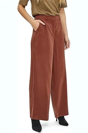 Minus Damskie spodnie z szerokimi nogawkami Levia z wysokim stanem, ciemnobrązowe, 6, Dark Cinnamon Brown, 32