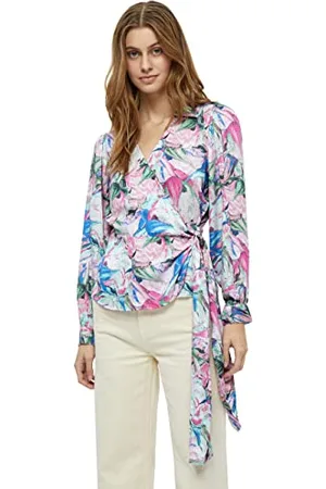 Minus Damska bluzka Mercy Wrap 1, super różowy nadruk, 12, Super różowy nadruk, 38