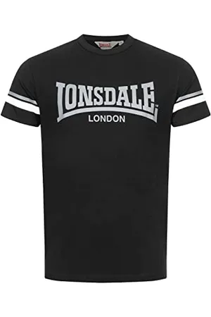 Lonsdale London T-shirt męski, regularny krój, CREICH, czarny/biały/szary, XXL 117363