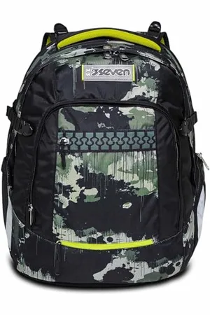 7 for all Mankind Backpack, UPDOWN TWICE GREENISH WILD Eco-friendly Ergonomic Knapsack, for Teen Girls& Boys - For School, Sport, Free Time, with Side Pockets, many Compartments, Shoulder Straps Adjustment System