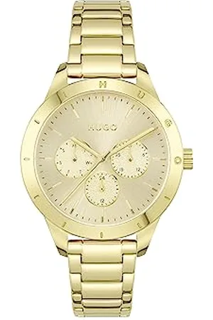HUGO BOSS Analogowy wielofunkcyjny zegarek kwarcowy dla kobiet ze złotą bransoletką ze stali nierdzewnej - 1540091, , bransoletka