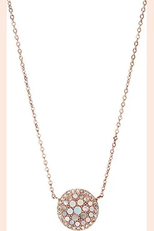 Fossil Damen-Kette mit Anhänger Edelstahl Zirkonia transparent 47 cm - JF01740791