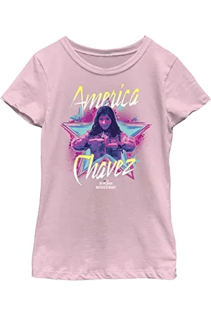 Marvel Little, Big Dr. Strange in The Multiverse of Madness Chavez Star Girls Short Sleeve Shirt, Light Pink, XL, , XL