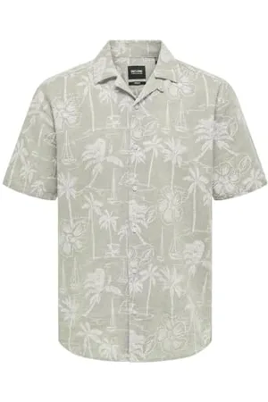 Only & Sons ONSCAIDEN SS REG Hawaii AOP Linen NOOS, , XS