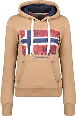 Geographical Norway Gpalm Lady - Damska bluza z kapturem z kieszeniami kangurka - Bluza damska ciepły sweter na co dzień z długim rękawem, , L