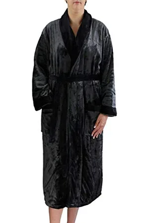 GÖZZE Gözze - Szlafrok unisex z szalowym kołnierzem, jedwabny w dotyku, 100% mikrofibra, 330 g/m², rozmiar S - antracyt, , S