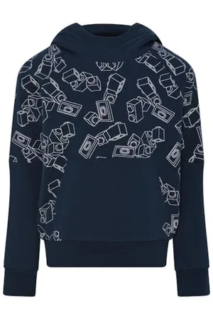 LEGO Wear Chłopięca bluza z kapturem Jungen KapuzenPullover z Bricks 100% bawełna organiczna LWStorm 214, bluza z kapturem, 590, ciemnogranatowa, 110