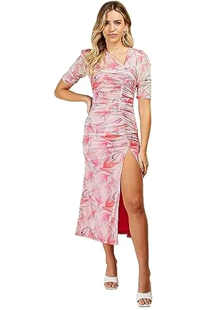 Little Mistress Damska sukienka koktajlowa w kwiaty asym midi, , 34