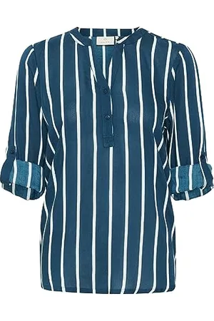 Kaffe Damska bluzka z długim rękawem V-Neck z guzikami Relaxed Fit damska, , 40