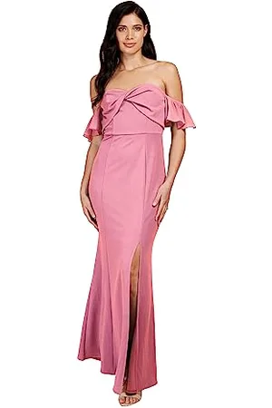 Little Mistress Damska sukienka druhny Rose Bardot Maxi, , 40