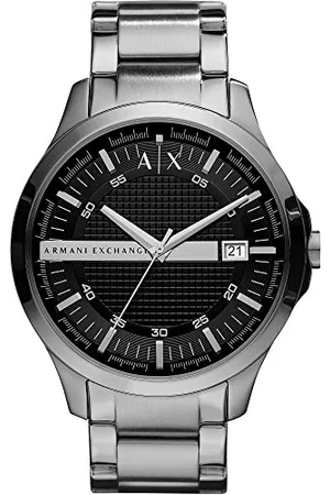 Armani Exchange Zegarek dla mężczyzn, mechanizm z trzema wskazówkami i datownikiem, 46 mm srebrno-stalowa koperta ze stali nierdzewnej z paskiem ze stali nierdzewnej, AX2103
