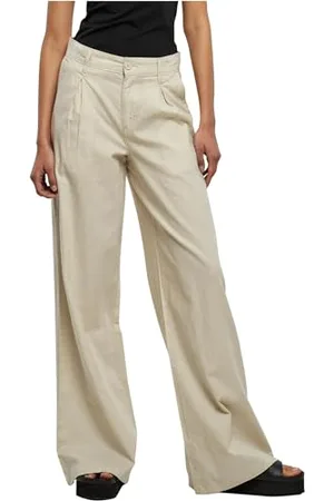Urban classics Damskie spodnie High Linen Mixed Wide Leg Pants, , 30
