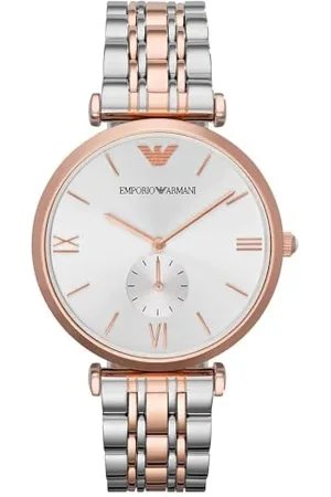 Emporio Armani Zegarek męski, mechanizm kwarcowy, koperta ze stali nierdzewnej w kolorze różowego złota 40 mm z paskiem ze stali nierdzewnej, AR1677