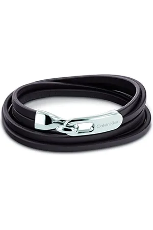 Calvin Klein Herren-Armband aus braunem Leder und Edelstahl hergestellt, aus der Wrapped & Braided Kollektion, Hakenverschluss, Länge: 19 cm, 35000110