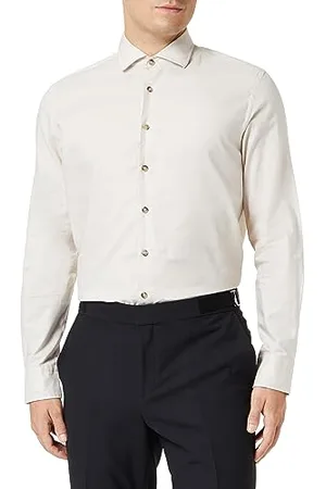 Hackett Męska koszula z miękkiej diagonalu, brązowa (taupe), S, , S
