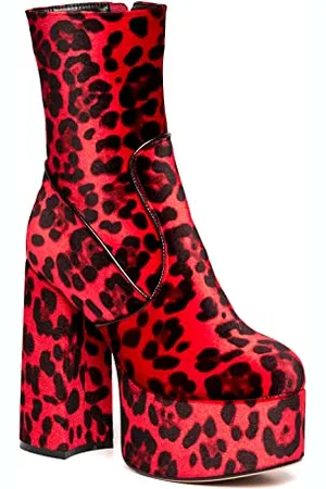 Lamoda Buty Adore You Red Leopard Extreme Platform Ankle Boots, EU 37, , 37 EU