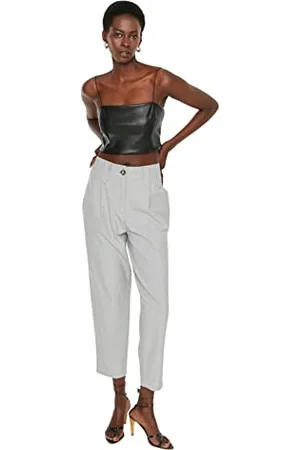 Trendyol Damskie spodnie marchewkowe Basic, wysoka talia, proste nogawki, spodnie, , 66