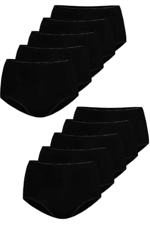 Teyli Damskie slipy w talii bawełna wysoka talia opakowanie 10 szt. czarne 4XL