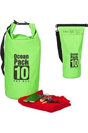 Relaxdays Ocean Pack 10 l, wodoszczelna torba Dry Bag, ultralekki worek na kajak, żeglowanie, rafting, jazdę na nartach, , , 10l, plecak szkolny