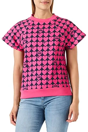 Moschino Damska bluza z krótkim rękawem, niebieska fuksja, 46