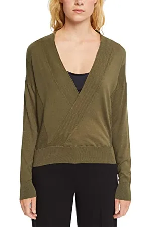 ESPRIT Damski sweter 082EE1I320, 355/DARK khaki, L