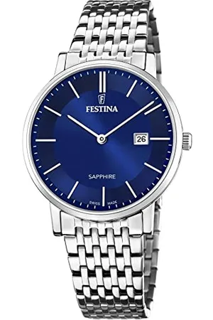 Festina Zegarek męski F20018/2 Swiss Made srebrny stal szlachetna Case srebrny pasek ze stali nierdzewnej, , bransoletka