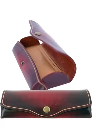 Mika 28063104 - etui na okulary duże z prawdziwej skóry / skóry siodłowej, etui na okulary i akcesoria do widzenia, pudełko na okulary dla kobiet i mężczyzn, przechowywanie okularów w kolorze czerwonym, etui na okulary przeciwsłoneczne ok. 16 x