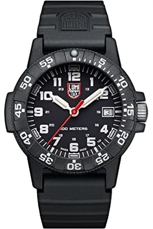 Luminox Skórzany tył SEA Turtle XS.0301.L mały męski zegarek 39 mm – zegarek wojskowy w kolorze czarnym z funkcją daty, wodoodporny 100 m, , pasek