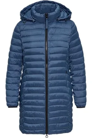 QS by s.Oliver Długa pikowana kurtka z odpinanym kapturem o kroju slim fit, niebieski, 38