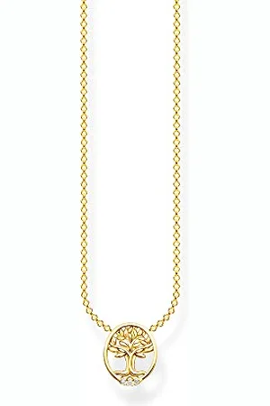 Thomas Sabo Sabo Kette mit Tree of Love Anhänger mit weißen Zirkonia Steinen in Sterling Silber mit 750er Gelbgold-Vergoldung, KE2126-414-14-L45V