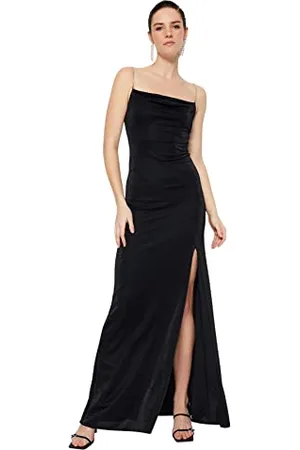 Trendyol Damska sukienka wieczorowa z dzianiny maxi, , 64