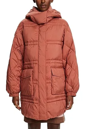 ESPRIT Z recyklingu: pikowany płaszcz z kapturem, , XL