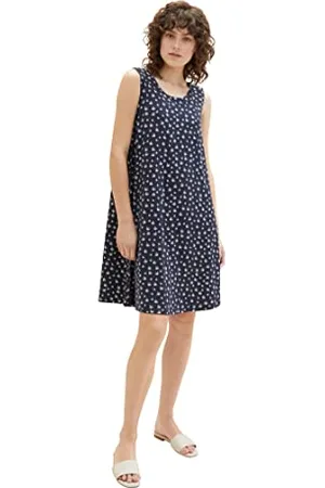 TOM TAILOR Sukienka damska 1037425, 32696-Navy Abstract Leaf Design, 44, , 44