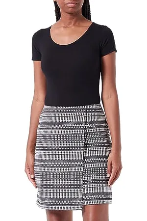 Taifun Damskie 310315-11151 Spódnica, czarna wzorzysta, 34, , 34