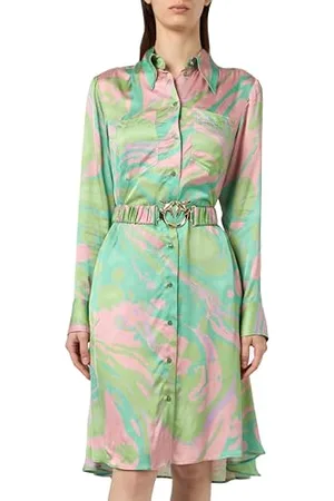 Pinko CASSIOPEA Chemisier Satin Print Splash z Klamrą Miłość, , 44