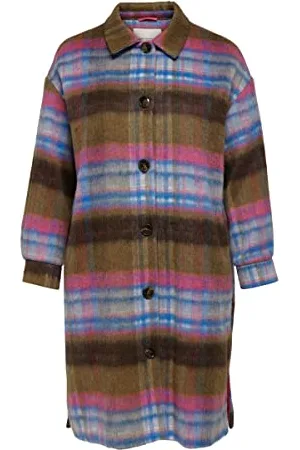 ONLY Cardenise Naja Check Wool Shacket OTW płaszcz damski, , 50-52 Duże rozmiary